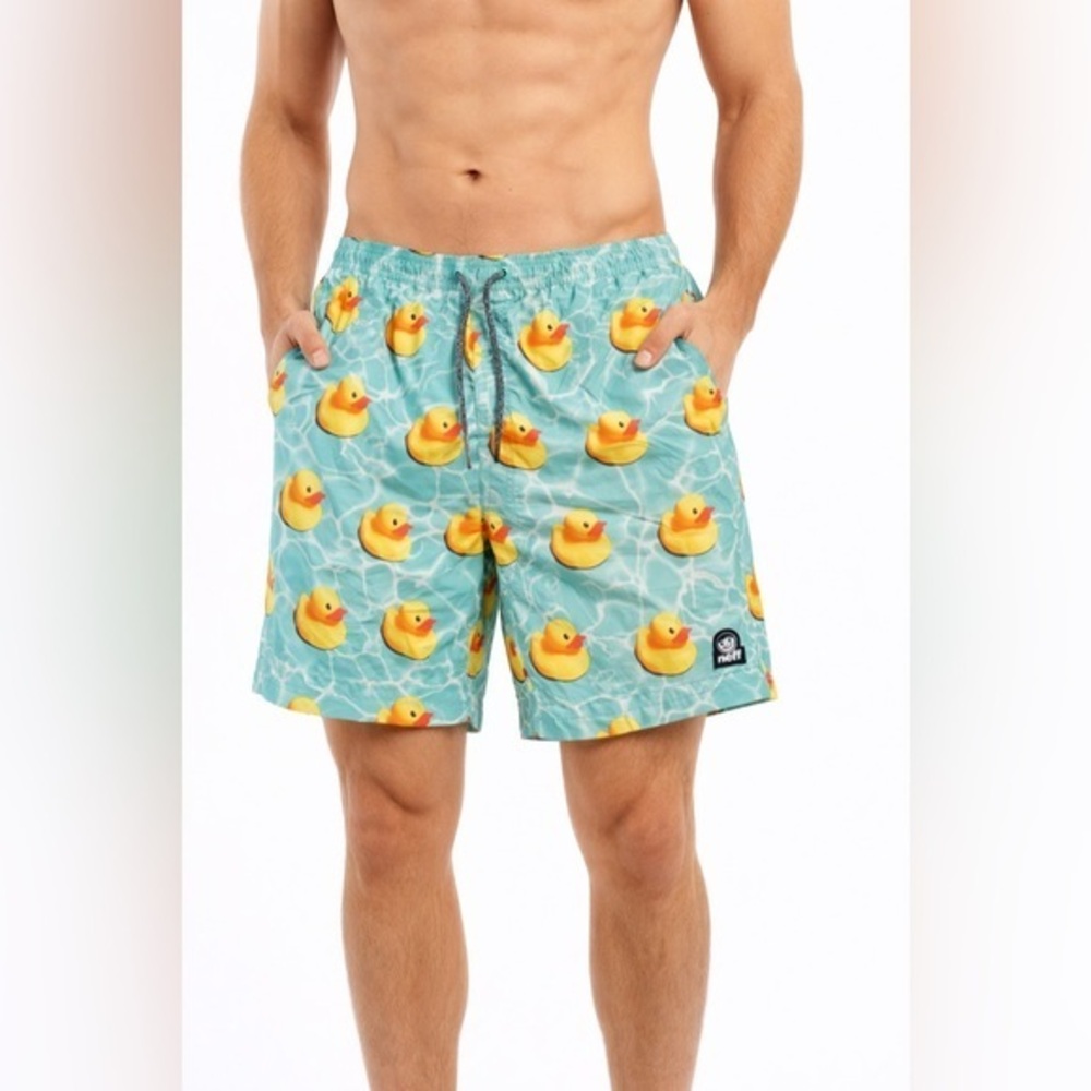 Neff Large Drawstring Aqua Duck Swim Shorts NWOT Jeep